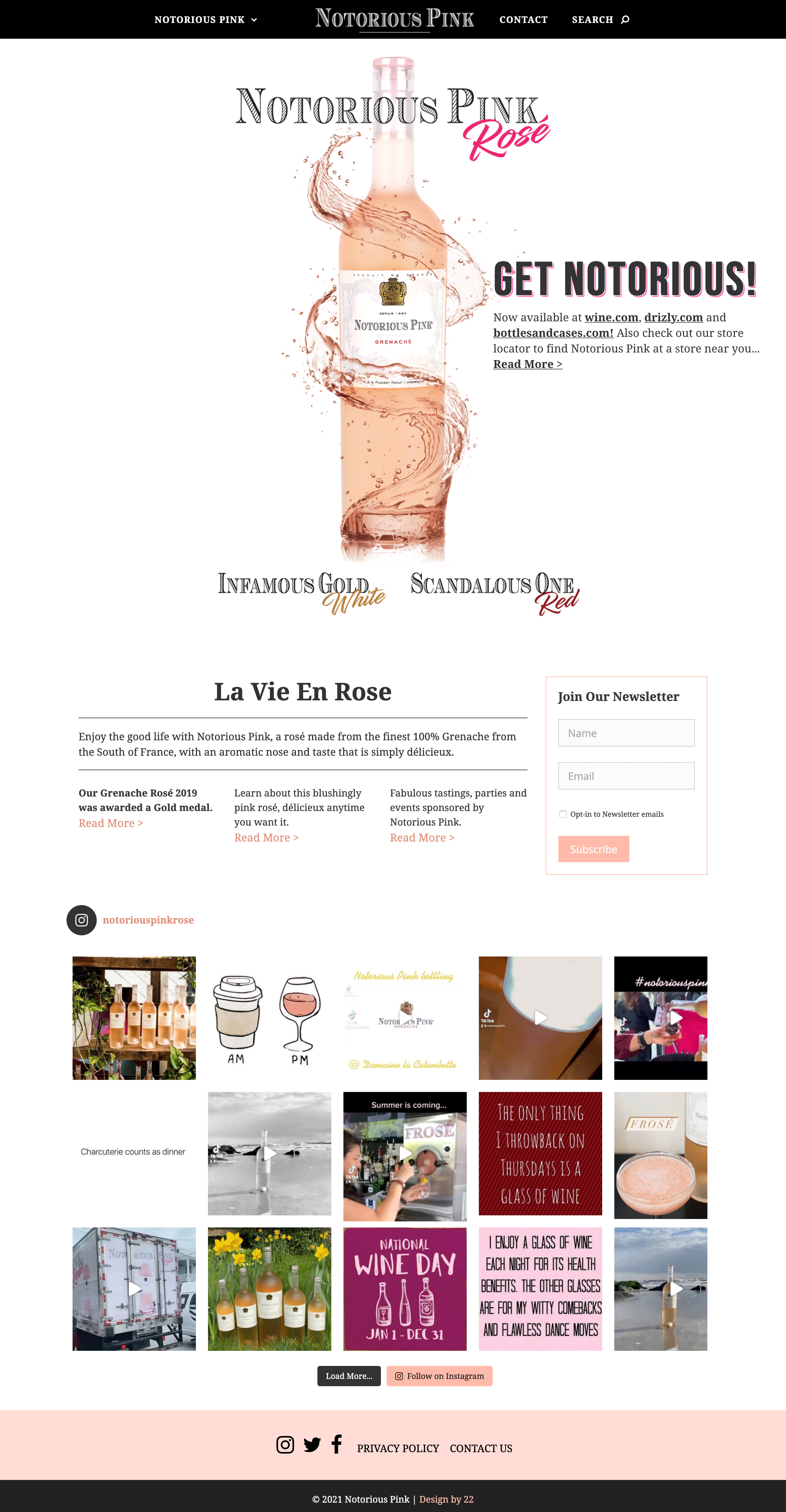 Full view of Notorious Pink homepage